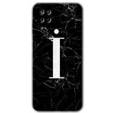 MRCİLETİSİM mrc190630 Siyah Mermer Desenli İ Harfi Kılıf HD Desen Baskılı Arka Kapak Samsung Galaxy M12 ile uyumlu