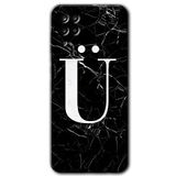 MRCİLETİSİM mrc190646 Siyah Mermer Desenli Ü Harfi Kılıf HD Desen Baskılı Arka Kapak Samsung Galaxy M12 ile uyumlu