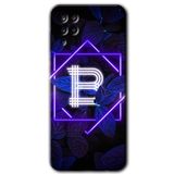 MRCİLETİSİM mrc190706 Dark Neon Yaprak B Harfi Kılıf HD Desen Baskılı Arka Kapak Samsung Galaxy M12 ile uyumlu