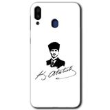 MRCİLETİSİM mrc191237 Kemal Atatürk İmza Kılıf HD Desen Baskılı Arka Kapak Samsung Galaxy M20 ile uyumlu