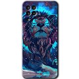 MRCİLETİSİM mrc191960 Neon Aslan Kılıf HD Desen Baskılı Arka Kapak Samsung Galaxy M22 ile uyumlu