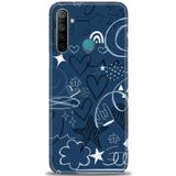 MRCİLETİSİM (mrc192) Tam Ekran Koruyucu Kılıf HD Baskılı Kılıf Notalar ve Kalpler Mavi Realme 5i ile uyumlu
