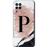 MRCİLETİSİM mrc192217 Pembe Mermer Desenli P Harfi Kılıf HD Desen Baskılı Arka Kapak Samsung Galaxy M22 ile uyumlu