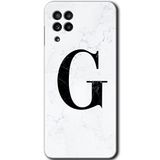 MRCİLETİSİM mrc192236 Beyaz Mermer Desenli G Harfi Kılıf HD Desen Baskılı Arka Kapak Samsung Galaxy M22 ile uyumlu