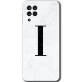 MRCİLETİSİM mrc192239 Beyaz Mermer Desenli I Harfi Kılıf HD Desen Baskılı Arka Kapak Samsung Galaxy M22 ile uyumlu