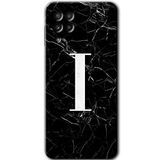 MRCİLETİSİM mrc192281 Siyah Mermer Desenli I Harfi Kılıf HD Desen Baskılı Arka Kapak Samsung Galaxy M22 ile uyumlu