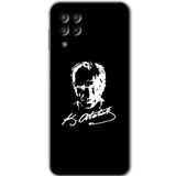 MRCİLETİSİM mrc192310 Atatürk Silüet İmza Kılıf HD Desen Baskılı Arka Kapak Samsung Galaxy M22 ile uyumlu
