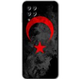 MRCİLETİSİM mrc192322 Black Ayyıldız Kılıf HD Desen Baskılı Arka Kapak Samsung Galaxy M22 ile uyumlu