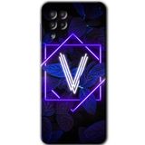 MRCİLETİSİM mrc192394 Dark Neon Yaprak V Harfi Kılıf HD Desen Baskılı Arka Kapak Samsung Galaxy M22 ile uyumlu