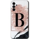 MRCİLETİSİM mrc192747 Pembe Mermer Desenli B Harfi Kılıf HD Desen Baskılı Arka Kapak Samsung Galaxy M23 ile uyumlu