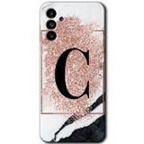 MRCİLETİSİM mrc192750 Pembe Mermer Desenli C Harfi Kılıf HD Desen Baskılı Arka Kapak Samsung Galaxy M23 ile uyumlu