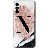 MRCİLETİSİM mrc192764 Pembe Mermer Desenli N Harfi Kılıf HD Desen Baskılı Arka Kapak Samsung Galaxy M23 ile uyumlu