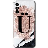 MRCİLETİSİM mrc192774 Pembe Mermer Desenli Ü Harfi Kılıf HD Desen Baskılı Arka Kapak Samsung Galaxy M23 ile uyumlu