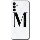 MRCİLETİSİM mrc192794 Beyaz Mermer Desenli M Harfi Kılıf HD Desen Baskılı Arka Kapak Samsung Galaxy M23 ile uyumlu