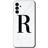 MRCİLETİSİM mrc192799 Beyaz Mermer Desenli R Harfi Kılıf HD Desen Baskılı Arka Kapak Samsung Galaxy M23 ile uyumlu