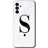 MRCİLETİSİM mrc192801 Beyaz Mermer Desenli Ş Harfi Kılıf HD Desen Baskılı Arka Kapak Samsung Galaxy M23 ile uyumlu
