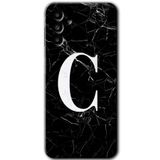 MRCİLETİSİM mrc192822 Siyah Mermer Desenli C Harfi Kılıf HD Desen Baskılı Arka Kapak Samsung Galaxy M23 ile uyumlu