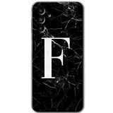 MRCİLETİSİM mrc192827 Siyah Mermer Desenli F Harfi Kılıf HD Desen Baskılı Arka Kapak Samsung Galaxy M23 ile uyumlu