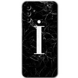 MRCİLETİSİM mrc192830 Siyah Mermer Desenli İ Harfi Kılıf HD Desen Baskılı Arka Kapak Samsung Galaxy M23 ile uyumlu