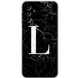 MRCİLETİSİM mrc192834 Siyah Mermer Desenli L Harfi Kılıf HD Desen Baskılı Arka Kapak Samsung Galaxy M23 ile uyumlu