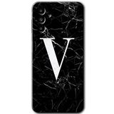 MRCİLETİSİM mrc192847 Siyah Mermer Desenli V Harfi Kılıf HD Desen Baskılı Arka Kapak Samsung Galaxy M23 ile uyumlu