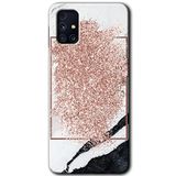 MRCİLETİSİM mrc194375 Simli Mermer Kılıf HD Desen Baskılı Arka Kapak Samsung Galaxy M31s ile uyumlu