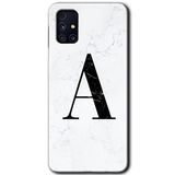MRCİLETİSİM mrc194429 Beyaz Mermer Desenli A Harfi Kılıf HD Desen Baskılı Arka Kapak Samsung Galaxy M31s ile uyumlu