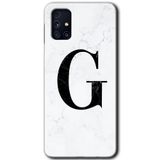 MRCİLETİSİM mrc194436 Beyaz Mermer Desenli G Harfi Kılıf HD Desen Baskılı Arka Kapak Samsung Galaxy M31s ile uyumlu