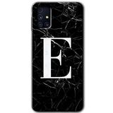 MRCİLETİSİM mrc194475 Siyah Mermer Desenli E Harfi Kılıf HD Desen Baskılı Arka Kapak Samsung Galaxy M31s ile uyumlu