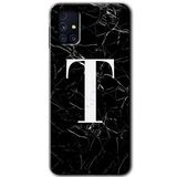 MRCİLETİSİM mrc194494 Siyah Mermer Desenli T Harfi Kılıf HD Desen Baskılı Arka Kapak Samsung Galaxy M31s ile uyumlu