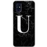 MRCİLETİSİM mrc194495 Siyah Mermer Desenli U Harfi Kılıf HD Desen Baskılı Arka Kapak Samsung Galaxy M31s ile uyumlu