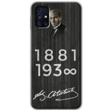 MRCİLETİSİM mrc194506 Atatürk Ahşap İmza Kılıf HD Desen Baskılı Arka Kapak Samsung Galaxy M31s ile uyumlu