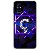 MRCİLETİSİM mrc194559 Dark Neon Yaprak Ç Harfi Kılıf HD Desen Baskılı Arka Kapak Samsung Galaxy M31s ile uyumlu