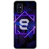 MRCİLETİSİM mrc194589 Dark Neon Yaprak S Harfi Kılıf HD Desen Baskılı Arka Kapak Samsung Galaxy M31s ile uyumlu