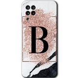 MRCİLETİSİM mrc194947 Pembe Mermer Desenli B Harfi Kılıf HD Desen Baskılı Arka Kapak Samsung Galaxy M32 ile uyumlu