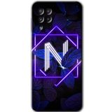 MRCİLETİSİM mrc195122 Dark Neon Yaprak N Harfi Kılıf HD Desen Baskılı Arka Kapak Samsung Galaxy M32 ile uyumlu