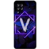 MRCİLETİSİM mrc195144 Dark Neon Yaprak V Harfi Kılıf HD Desen Baskılı Arka Kapak Samsung Galaxy M32 ile uyumlu
