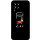 MRCİLETİSİM mrc195391 Coffee Battery Kılıf HD Desen Baskılı Arka Kapak Samsung Galaxy M33 ile uyumlu