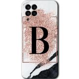 MRCİLETİSİM mrc195497 Pembe Mermer Desenli B Harfi Kılıf HD Desen Baskılı Arka Kapak Samsung Galaxy M33 ile uyumlu