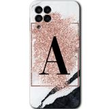 MRCİLETİSİM mrc195498 Pembe Mermer Desenli A Harfi Kılıf HD Desen Baskılı Arka Kapak Samsung Galaxy M33 ile uyumlu