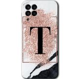 MRCİLETİSİM mrc195522 Pembe Mermer Desenli T Harfi Kılıf HD Desen Baskılı Arka Kapak Samsung Galaxy M33 ile uyumlu