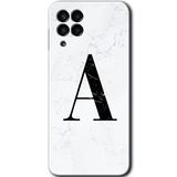 MRCİLETİSİM mrc195529 Beyaz Mermer Desenli A Harfi Kılıf HD Desen Baskılı Arka Kapak Samsung Galaxy M33 ile uyumlu