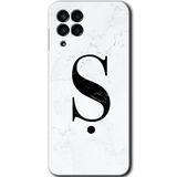 MRCİLETİSİM mrc195551 Beyaz Mermer Desenli Ş Harfi Kılıf HD Desen Baskılı Arka Kapak Samsung Galaxy M33 ile uyumlu