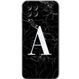 MRCİLETİSİM mrc195571 Siyah Mermer Desenli A Harfi Kılıf HD Desen Baskılı Arka Kapak Samsung Galaxy M33 ile uyumlu