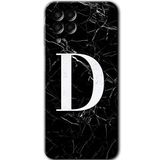 MRCİLETİSİM mrc195574 Siyah Mermer Desenli D Harfi Kılıf HD Desen Baskılı Arka Kapak Samsung Galaxy M33 ile uyumlu
