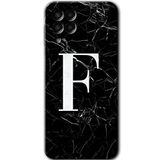 MRCİLETİSİM mrc195577 Siyah Mermer Desenli F Harfi Kılıf HD Desen Baskılı Arka Kapak Samsung Galaxy M33 ile uyumlu