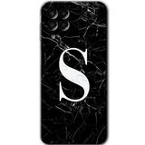 MRCİLETİSİM mrc195592 Siyah Mermer Desenli S Harfi Kılıf HD Desen Baskılı Arka Kapak Samsung Galaxy M33 ile uyumlu