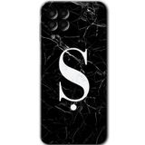 MRCİLETİSİM mrc195593 Siyah Mermer Desenli Ş Harfi Kılıf HD Desen Baskılı Arka Kapak Samsung Galaxy M33 ile uyumlu
