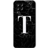 MRCİLETİSİM mrc195594 Siyah Mermer Desenli T Harfi Kılıf HD Desen Baskılı Arka Kapak Samsung Galaxy M33 ile uyumlu