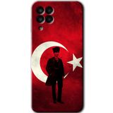 MRCİLETİSİM mrc195607 Atatürk Bayrak Kılıf HD Desen Baskılı Arka Kapak Samsung Galaxy M33 ile uyumlu